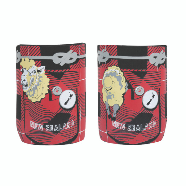 Soft foam can cooler - sheep in tartan pocket