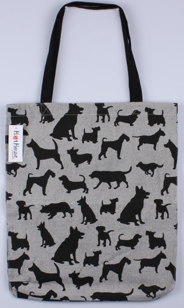 Black dogs on tote bag