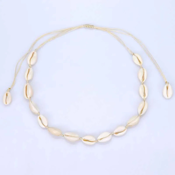 Shell necklace on beige cord