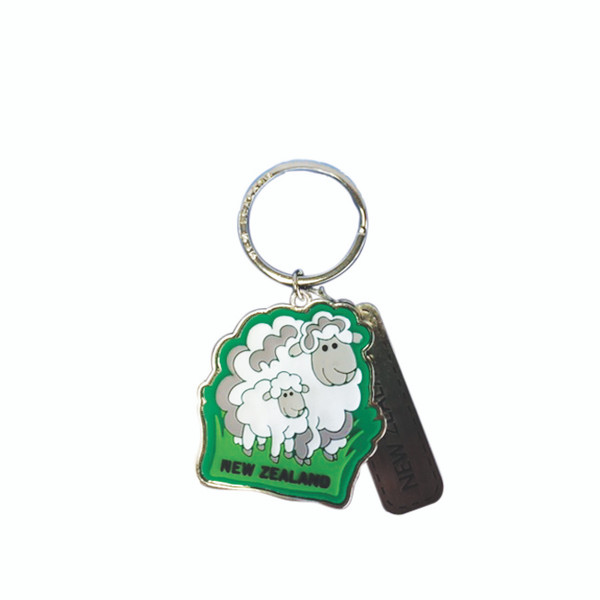 NZ Keyring - metal tag with PVC Sheep