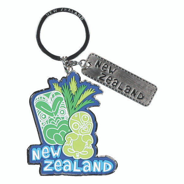 NZ Keyring - metal with PVC Tiki and Teko