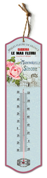 Wall thermometer - Belles Fleurs de France (8cm x 27cm)