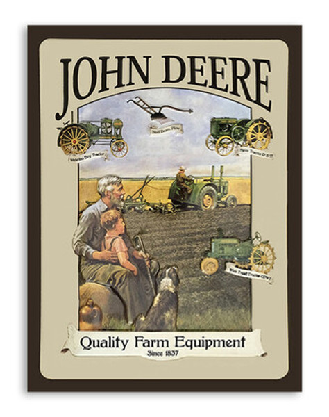 John Deere tractors on large 40cm x 30cm metal sign