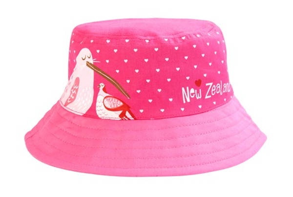 Kids pink Bucket hat with Pink Kiwi