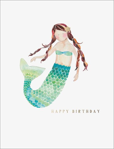 Greetings Card - Mermaid Happy Birthday
