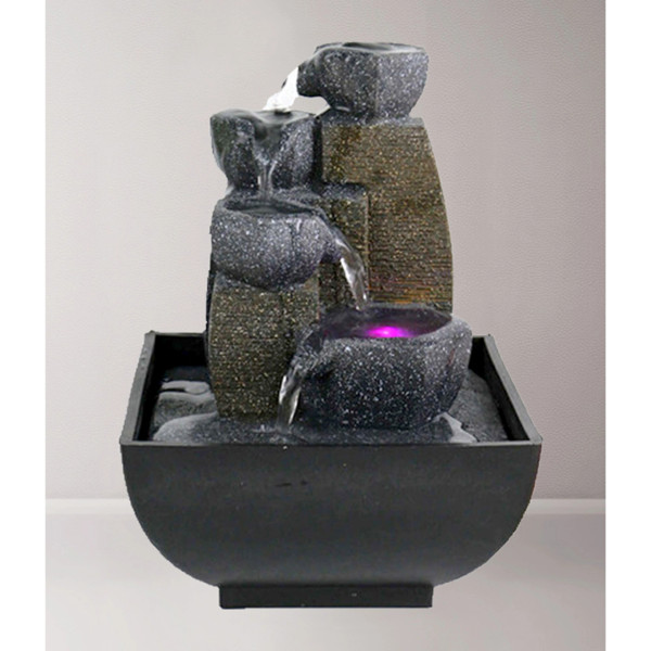 Desktop Water feature with bowls and coloured LED light