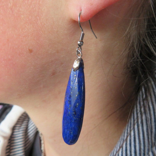 Lapis Lazuli long dangly earrings on hooks