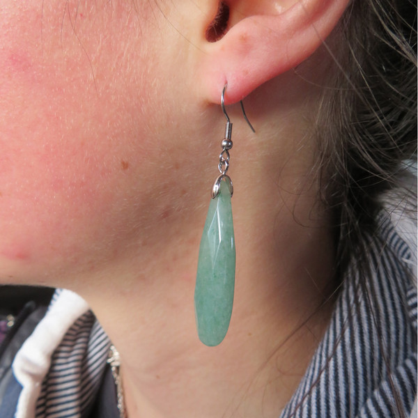 Aventurine Long dangly earrings on hooks