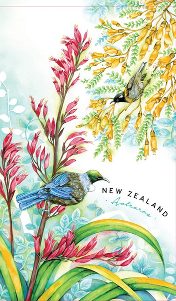 Tea Towel - NZ Tui in Flax and Kowhai