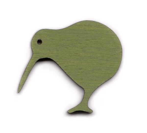 Small Wooden Kiwi magnet - green