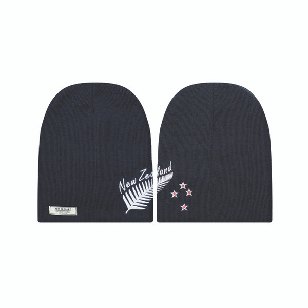 Beanie - Navy with New Zealand, fern and stars