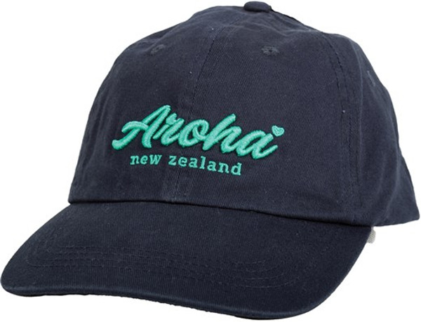 NZ Cap 100% cotton - Aroha New Zealand embroidered on blue cap