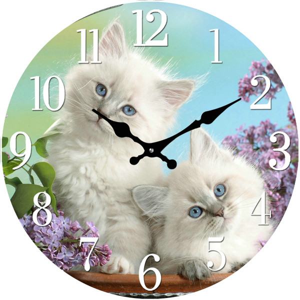 White Kitten Clock