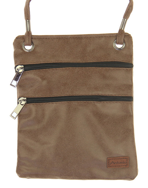 Cross Body over the shoulder bag with 2 zip up compartments - Chocolate