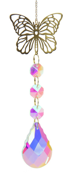 Suncatcher w/ butterfly cutout and crystal