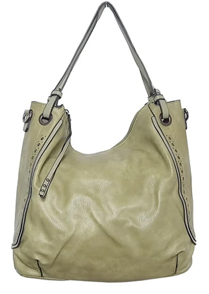 Large Handbag with silver studs - Green