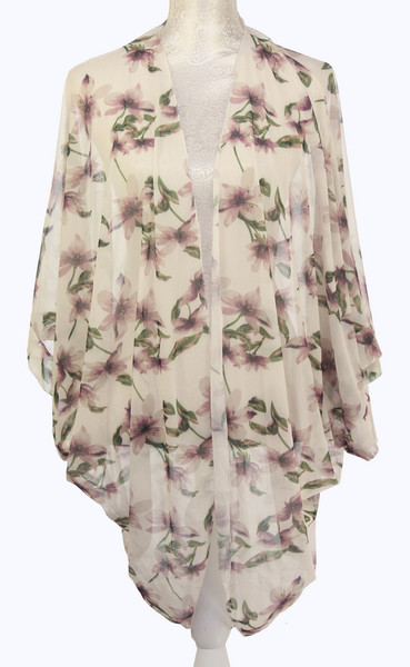 Leigh Shrug Cape White Floral