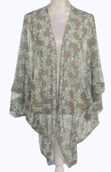 Leigh Shrug Cape Floral - Green