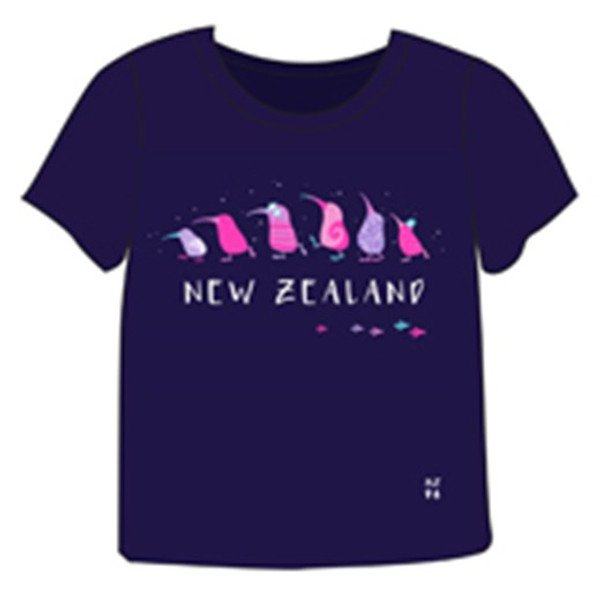 NZ Kids t-shirt Marching Kiwis Purple