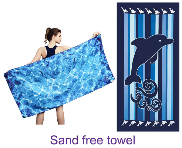 Double Sided Sand Free Towel - Blue Water and Dolphin