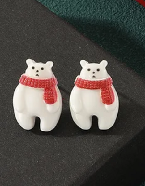 Polar bears with scarf stud earrings