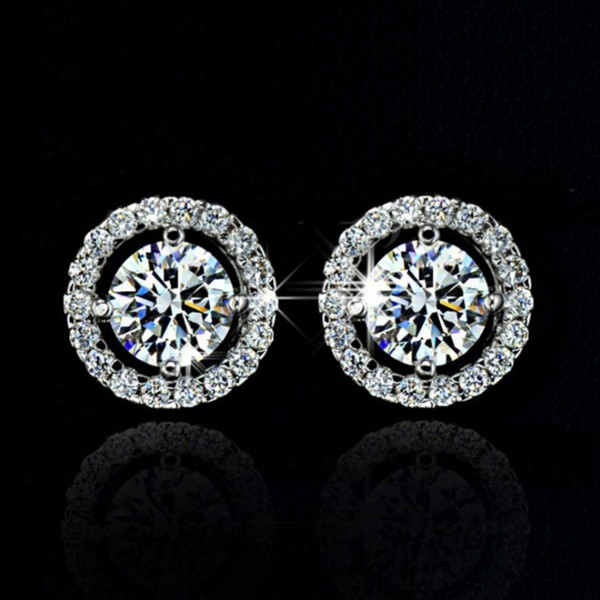 Crystal ornament with diamant stud earrings - Silver