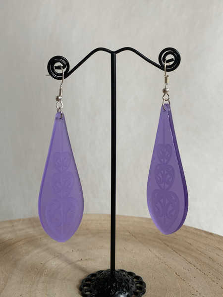 Kowhaiwhai drop - Purple satin