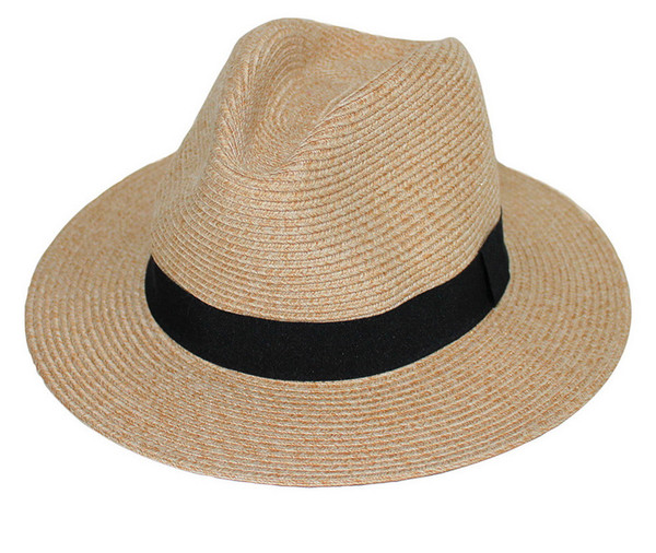 Unisex Fedora cafe style sun hat - natural (L-XL 60cm)