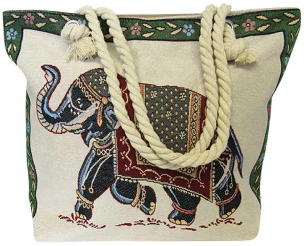 Rope handled tote bag - elephant design