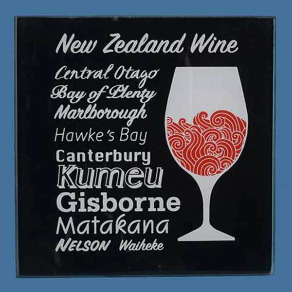 NZ Wine regions design set of 4 glass coasters