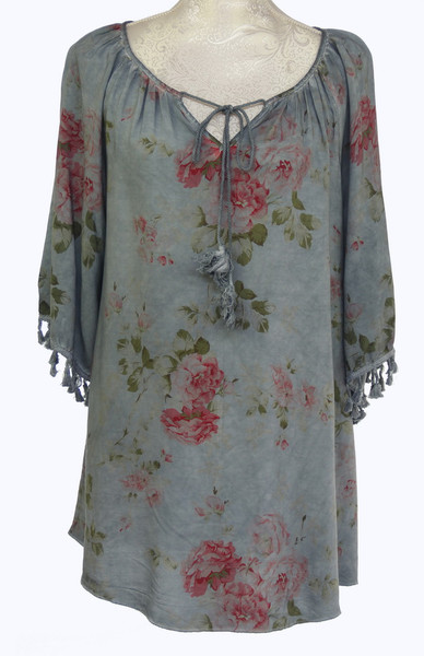 Tatiana roses kaftan - denim shades