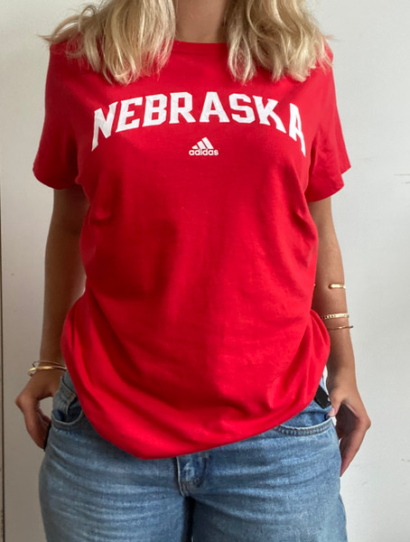 Nebraska Adidas Red Graphic Vintage tee