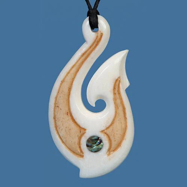 New Zealand bone fish hook pendant