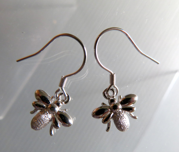 Sterling Silver Bee Drop Earrings