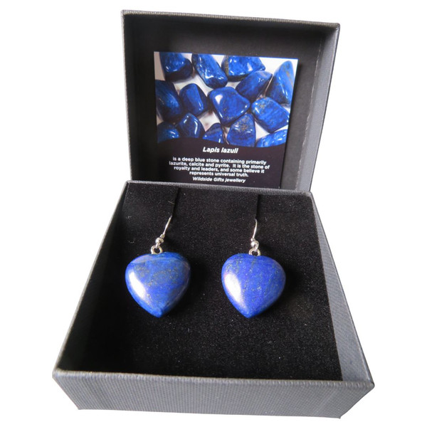 Large Lapis Lazuli Heart Earrings