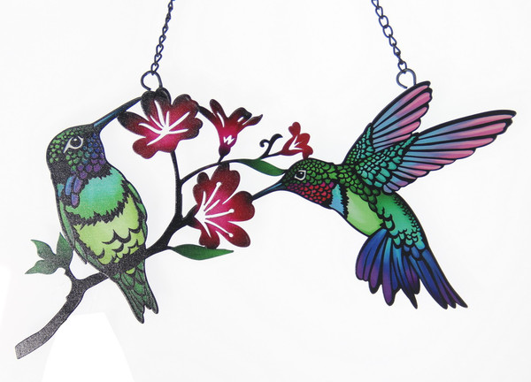 Two Hummingbirds metal wall decor