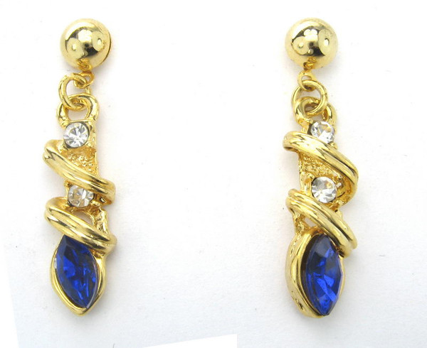 Art Deco styled earrings with Blue stone