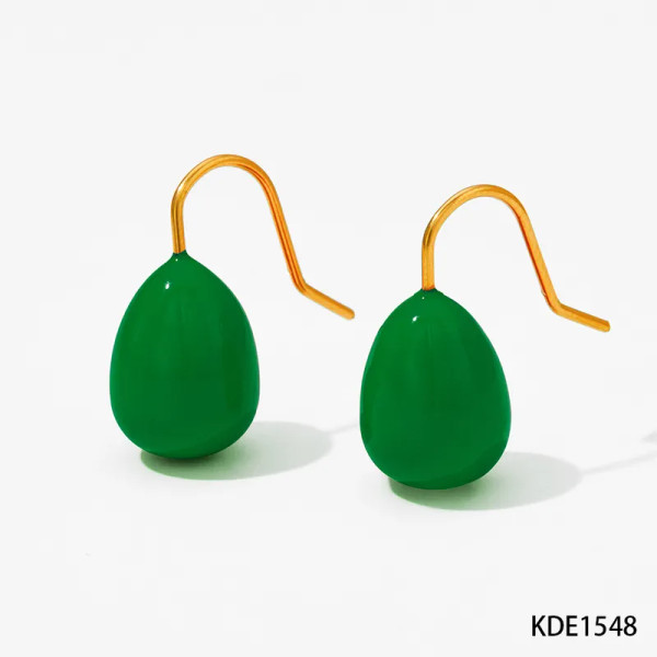 small water drop earrings - green