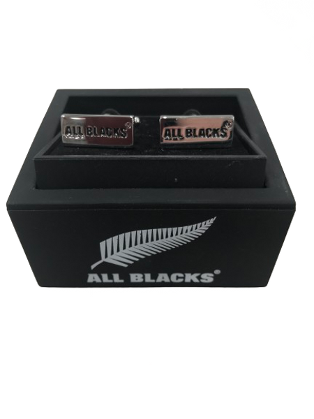 Official All Blacks cufflinks - Silver coloured bar with All Blacks