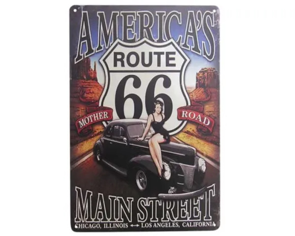 retro style tin sign - Route 66 Americas Main Street