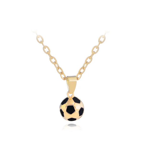 Soccer Ball pendant on chain - gold colour