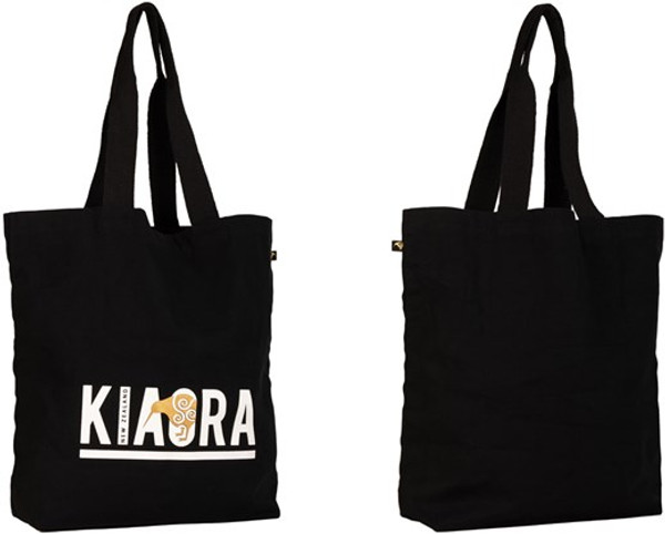 Black Canvas bag with NZ Kia Ora design