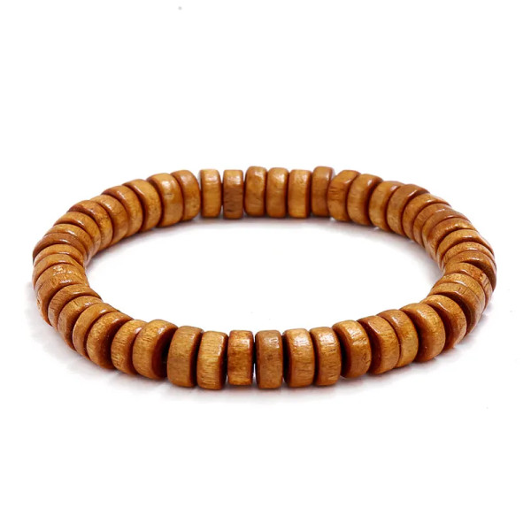 Elasticated wooden bead bracelet - brown