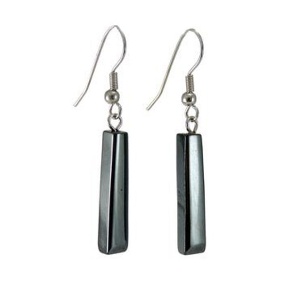 Hematite rectangular drop earrings (Boxed)