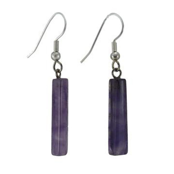 Amethyst rectangular drop earrings