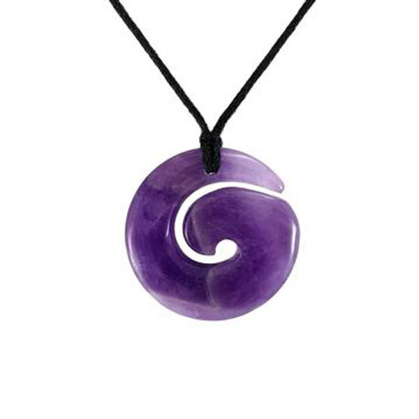 Amethyst large koru pendant (Boxed)