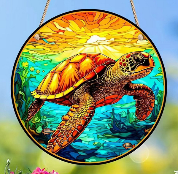 Suncatcher with image of a turtle - medium