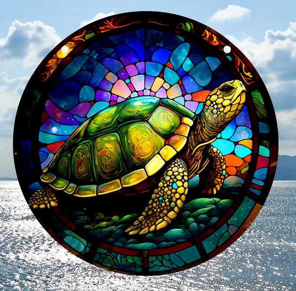 Suncatcher with image of a turtle - large