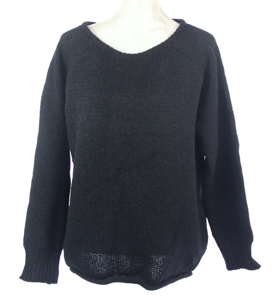 Ivy Wide round neck sweater in black