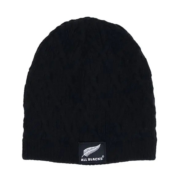 All Blacks kids cable knit beanie with embroidered All Blacks badge